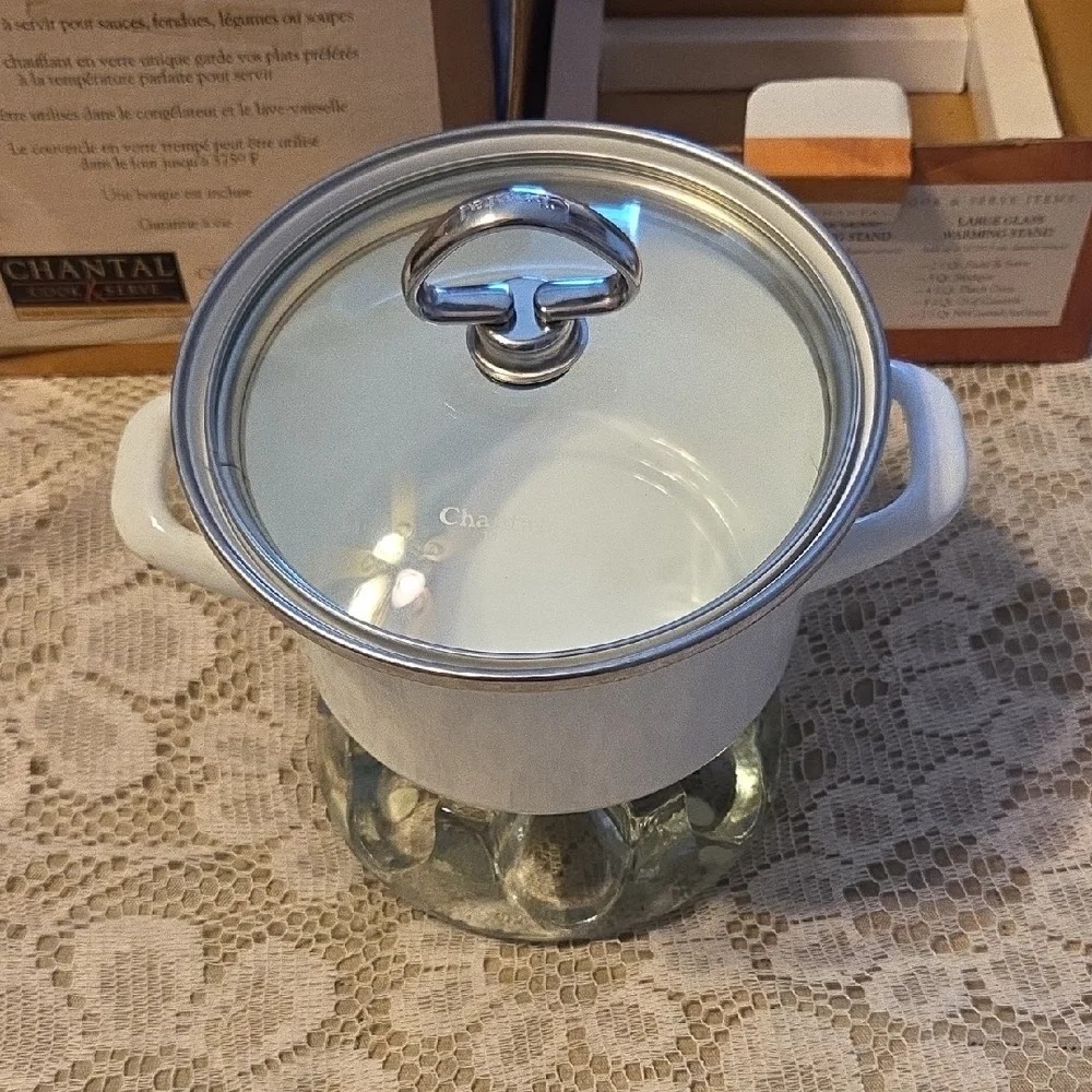 White Soup Pot with Glass Warming Stand - Picture 10 of 11